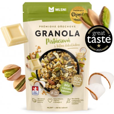 Mlsni Prémiová granola Pistáciová s bílou čokoládou 400 g – Sleviste.cz