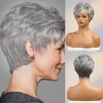 Stříbrná pixie paruka z pravých a umělých vlasů Violet – Zboží Dáma