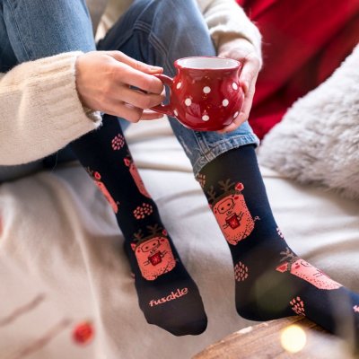 Fusakle Ponožky Prasátko v zimě Modrá – Zboží Mobilmania