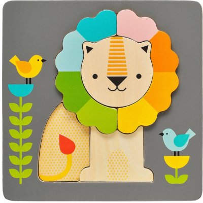Petit Collage Dřevěné puzzle lev (Rozměry: 20,5x20,5x2 cm Věk: 18m+ Materiál: 100% FSC dřevo)