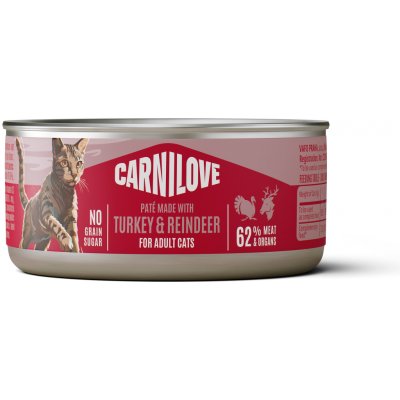 CARNILOVE Cat CAN Paté Made with Turkey & Reindeer 100 g – Sleviste.cz