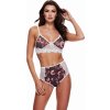 Dámská erotická podprsenka Baci - hight waist grey floral and lace bra set