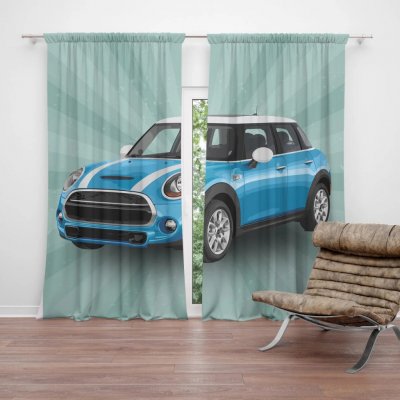 Sablio Závěs Mini sedan Zelené pozadí: 2ks 140x250cm – Hledejceny.cz