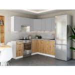 FRONTI Rohová kuchyňská linka LAMIA 190x170 cm Popel/Dub artisan – Zbozi.Blesk.cz