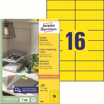 Avery Zweckform 3455 Barevné etikety 105x37 mm 1 600 ks žluté – Hledejceny.cz