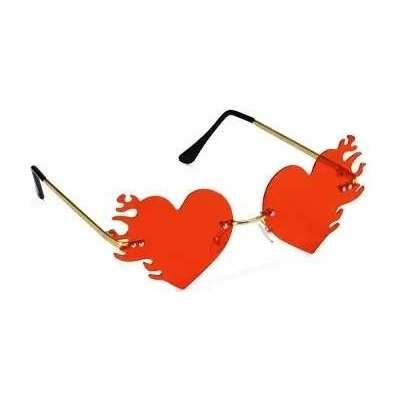 PartyDeco Párty brýle srdce červená s plameny – Zboží Dáma