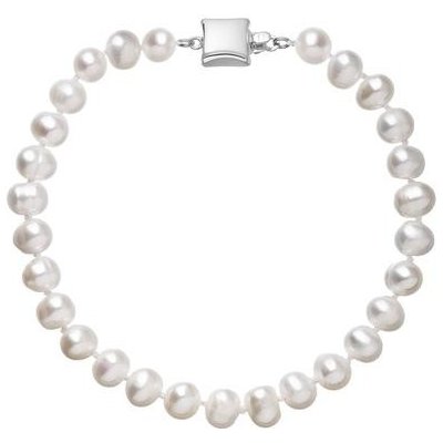 Evolution Group perlový náramek z říčních perel se zapínáním z bílého 14 karátového zlata 823001.1/9268B bílý