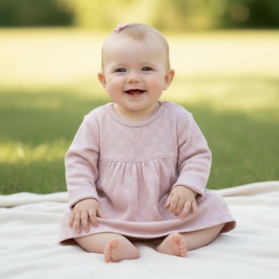 Baby Service Kojenecké šaty dlouhý rukáv růžová vzor obdélník – Zboží Dáma
