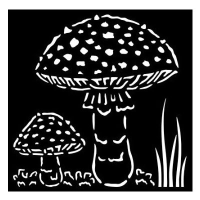 Stamperia Plastová šablona 12×12cm houby Mochomůrky – Zboží Dáma