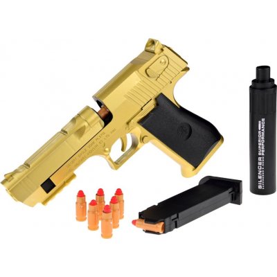 JOKO Dětská zbraň Eagle s tlumičem na pěnové nábojen Zlatá – Hledejceny.cz