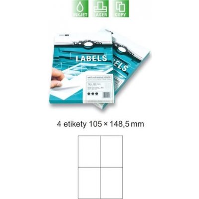 Mondi Samolepicí etikety 100 listů ( 4 etikety 105 x 148,5 mm) EL/MF-4L105x148.5 – Sleviste.cz