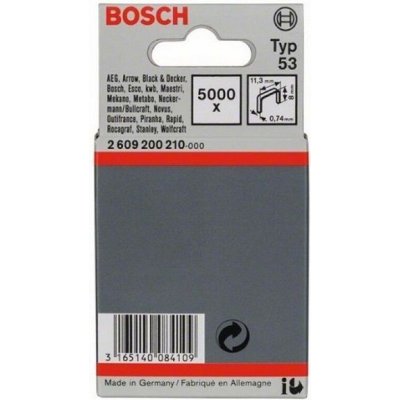 Sponky do sponkovaček Bosch PTK 3,6 LI, PTK 14 E Duotac, HT 8, HT 14, HMT 53 a HMT 57 - 8x11.4x0.74mm, 5000ks, typ 53 (2609200210) – Hledejceny.cz