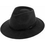 Fiebig since 1903 Cestovní klobouk vlněný černý s koženou stuhou širák – Zboží Mobilmania
