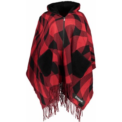 Desigual dámské kostkované pončo Checkys Arenal/Zipper černo-červené – Hledejceny.cz