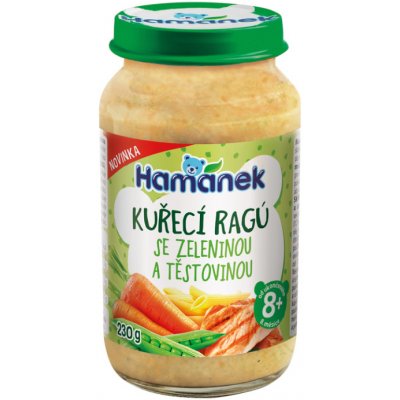Hamánek příkrm Kuřecí ragů se zeleninou a těstovinou 230 g – Sleviste.cz