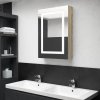 Koupelnový nábytek Nabytek XL LED koupelnová skřínka se zrcadlem dub 50 x 13 x 70 cm
