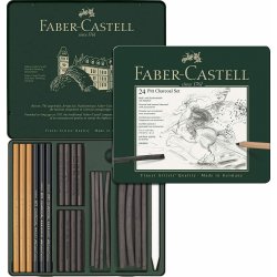 Faber-Castell Uhel Pitt Monochrome Charcoal plechová krabička 24ks 112978