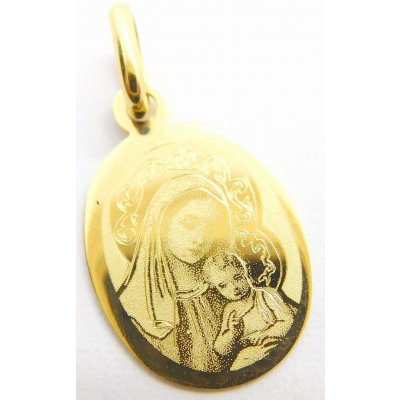 Klenoty Budín Zlatý přívěsek ze žlutého zlata zlatá madonka s dítětem H060 – Zboží Mobilmania