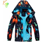 KUGO Chlapecká podzimní bunda zateplená B2857 černá dinosauři Černá – Sleviste.cz