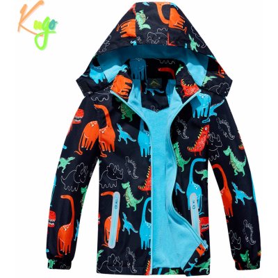 KUGO Chlapecká podzimní bunda zateplená B2857 černá dinosauři Černá – Sleviste.cz