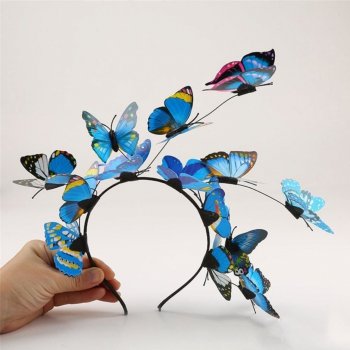 Čelenka s motýlky modrá