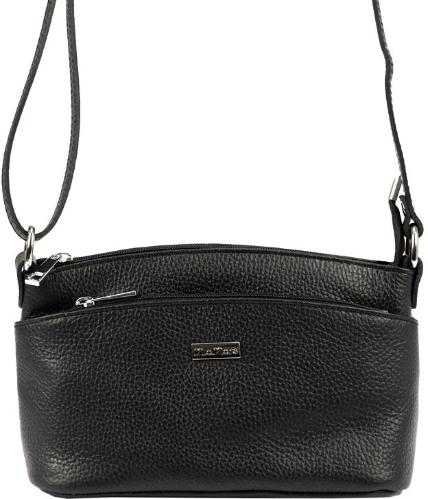 Mia More Malá tříoddílová kožená crossbody kabelka no. 013 černá