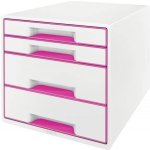 Leitz WOW CUBE, 4 zásuvky, bílá/růžová – Hledejceny.cz