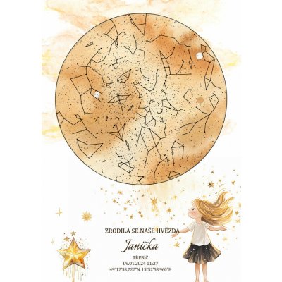 Dětská hvězdná mapa narození – Zboží Dáma