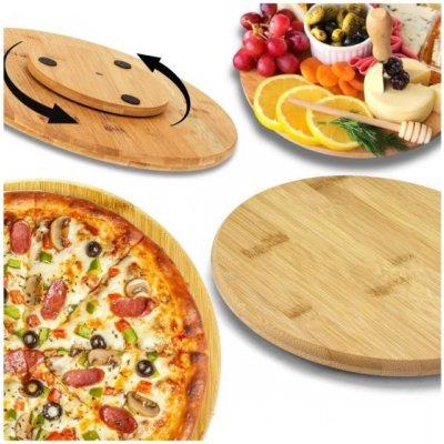 BAMBUSOVÉ OTOČNÉ PRKÉNKO NA KRÁJENÍ SÝRA NA PIZZU 25 CM – Zboží Mobilmania