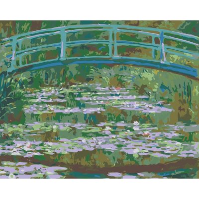 MALUJEŠ Malování podle čísel LEKNÍNY POD ZAHRADNÍM MŮSTKEM CLAUDE MONET Rozměr 80 x 100 cm Rámování bez rámu a bez vypnutí plátna – Sleviste.cz