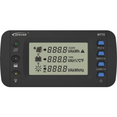 EPEVER MT75 Externí displej, pro solární regulátory a invertory EPsolar/EPever, 4,7" LCD, 2x RJ-45 (RS-485), 1x 2pin suchý kontakt MT75 – Zbozi.Blesk.cz