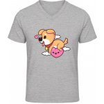 Gildan Soft-Style V triko Design se srdíčkem a psem Flakatá sivá – Sleviste.cz