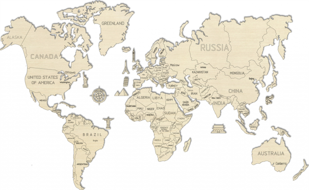 Wooden city mapa světa velikost XL 120x80cm