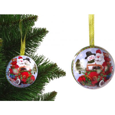 LEANToys Vánoční kovová baňka Santa Claus se sněhulákem v autě – Hledejceny.cz
