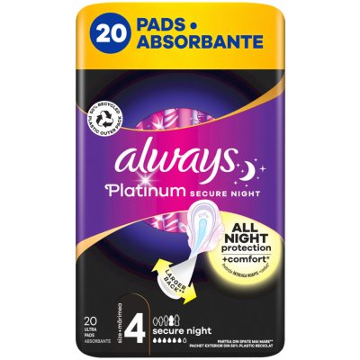 Always Platinum secure Night hygienické vložky s křidélky 20 ks – Zboží Dáma