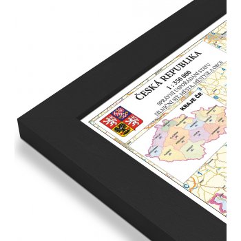 Excart Maps ČR - nástěnná administrativní mapa 135 x 90 cm Varianta: mapa v dřevěném rámu, Provedení: Pegi černý