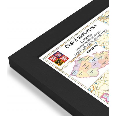 Excart Maps ČR - nástěnná administrativní mapa 135 x 90 cm Varianta: mapa v dřevěném rámu, Provedení: Pegi černý – Zboží Mobilmania