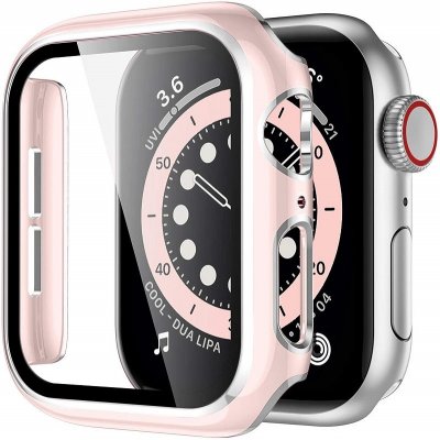 AW Lesklé prémiové ochranné pouzdro s tvrzeným sklem pro Apple Watch Velikost sklíčka: 38mm, Barva: Růžové tělo / stříbrný obrys IR-AWCASE010 – Hledejceny.cz