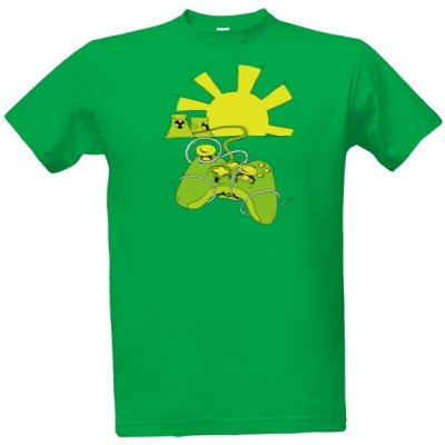Tričko s potiskem Playstation s ovladačem k herní konzoli pánské Středně zelená
