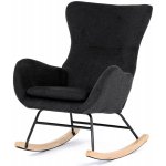 Autronic AK-376 WT2 Křeslo houpací potah bílá látka dřevěné nohy masiv kaučukovník – Zboží Dáma