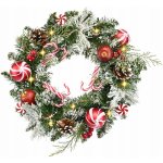 DOMMIO Věnec zasněžený s červenými koulemi 10 × LED 40 cm – Zboží Dáma