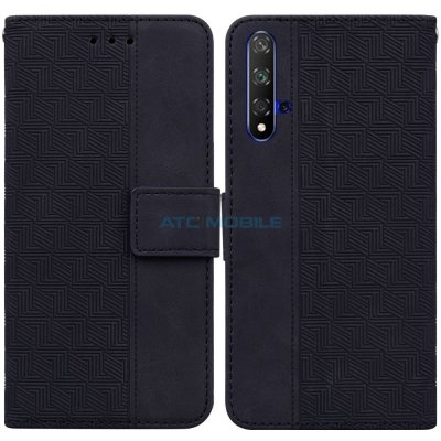 Pouzdro Shield4U Huawei Nova 5T YAL-L21, Honor 20 YAL-L21A Geometric Texture otevírací černé – Zboží Živě