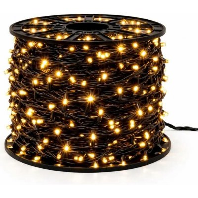 DECOLED Easy Fix LED světelný řetěz venkovní, 100 m, teple bílá s FLASH, 1000 diod, černý kabel, IP67, cívka – Hledejceny.cz