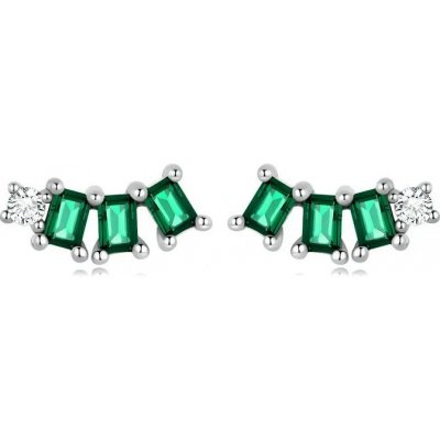 Grace Silver Jewellery stříbrné náušnice se smaragdovými zirkony Jeanne E-RBSE704/172 Zelená – Zbozi.Blesk.cz