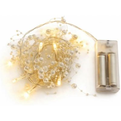 DECOLED LED světýlka na baterie bílé perly 1,3 m, teple bílá, 10 diod, čirý kabel IP20 interiér, 2× AA – Hledejceny.cz