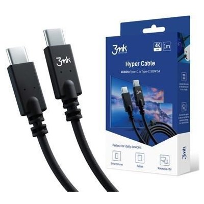 3MK Hyper kabel USB-C/USB-C 4K 60Hz 1m 100W černý
