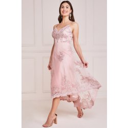 City Goddess krajkové midi šaty Sofia růžové