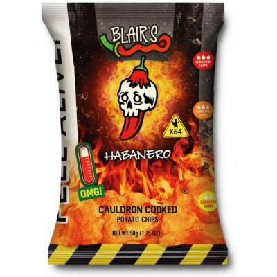 Blair's bramborové chipsy s příchutí pálivých papriček Habanero 50 g – Sleviste.cz