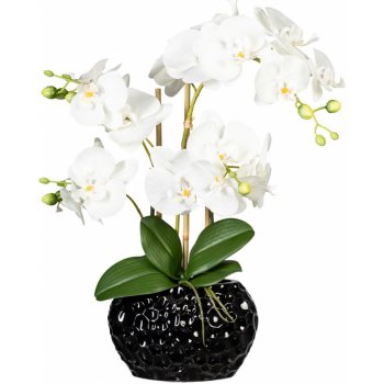 Gasper Umělá květina Orchidej v oválné keramické váze 55 cm, bílá