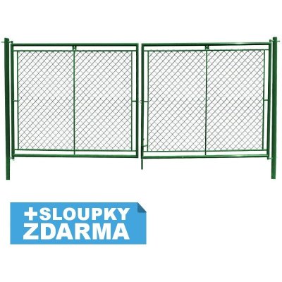 Zahradní brána dvoukřídlová s okem na visací zámek š. 3600 x v. dle výběru / celovýplet vč. sloupků Výška v mm:: 1800 – Hledejceny.cz